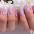 Cenbless　成増フェイシャル＆ネイルサロン　淡いラベンダー×シェルの輝き♪上品な梅雨ニュアンスネイル