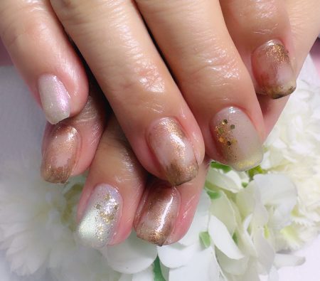 Cenbless 成増フェイシャル&ネイルサロン 念願のデザインをお気に入りカラーで♪大人ニュアンス夏ネイル