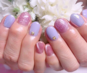 Cenbless 成増フェイシャル&ネイルサロン ラベンダー×ライラックで大人可愛く♪輝きを楽しむ秋ネイル