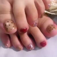 Cenbless　成増フェイシャル＆ネイルサロン　秋色ショコラ×ラズベリー♪ホットヨガでも気分が上がるフットネイル