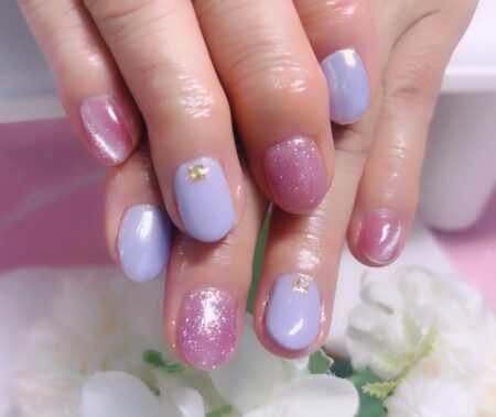 Cenbless 成増フェイシャル&ネイルサロン ラベンダー×ライラックで大人可愛く♪輝きを楽しむ秋ネイル