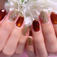 Cenbless　成増フェイシャル＆ネイルサロン　コッパーオレンジ×テラコッタ♪微粒子マグネットで楽しむ秋色ネイル