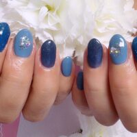 成増徒歩3分のフェイシャルエステ・ネイルサロン ビューティスタジオCenbless(センブレス) 鮮やかブルーで華やかに♪久しぶりの秋ネイル