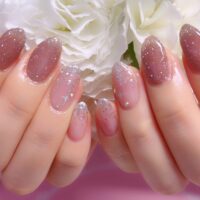 Cenbless　成増フェイシャル＆ネイルサロン　チュールブラウン×シルバーラメ♪透け感を楽しむ上品秋ネイル